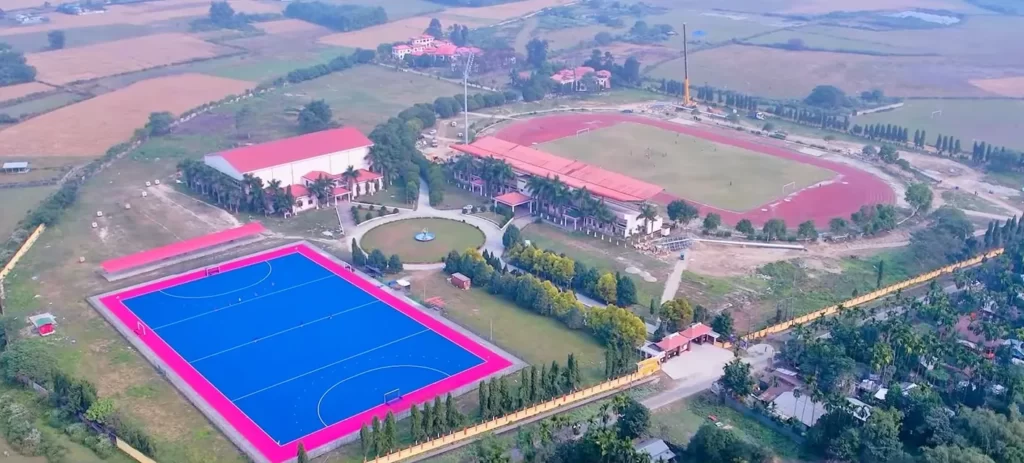 SAI Kokrajhar Aerial View of Hockey, Football, and Running Track