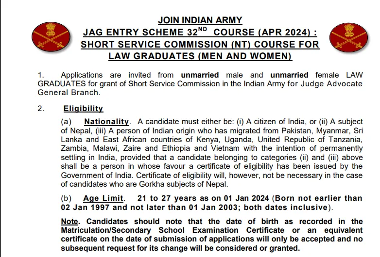 Indian Army JAG Entry Recruitment 2023 (1)