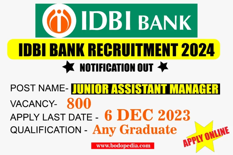 IDBI Junior Assistant Manager Recruitment