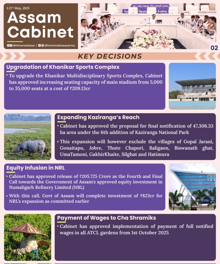 Assam Cabinet Key Decisions 21 May 2025