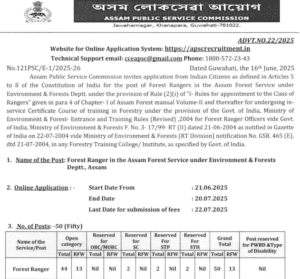 Assam Forest Ranger Recruitment 2025 | 50 Vacancies | Bodo Pedia