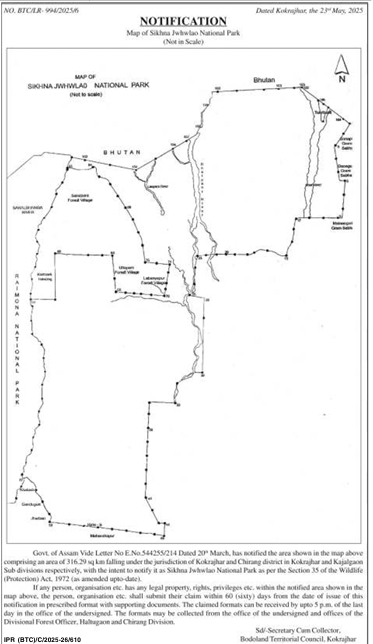 Sikhna Jwhwlao National Park map