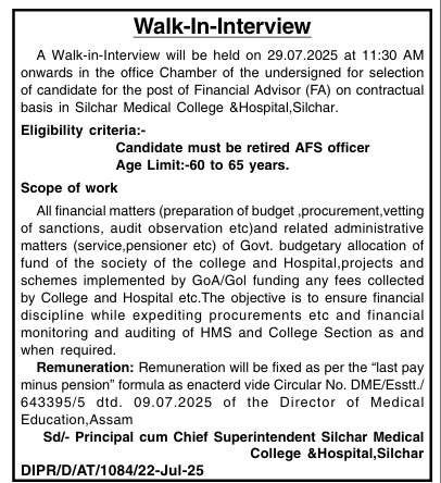 Silchar Medical College & Hospital Recruitment