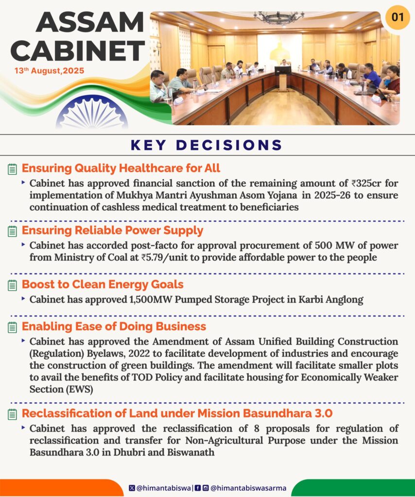 Assam Cabinet Meeting 13 August 2025