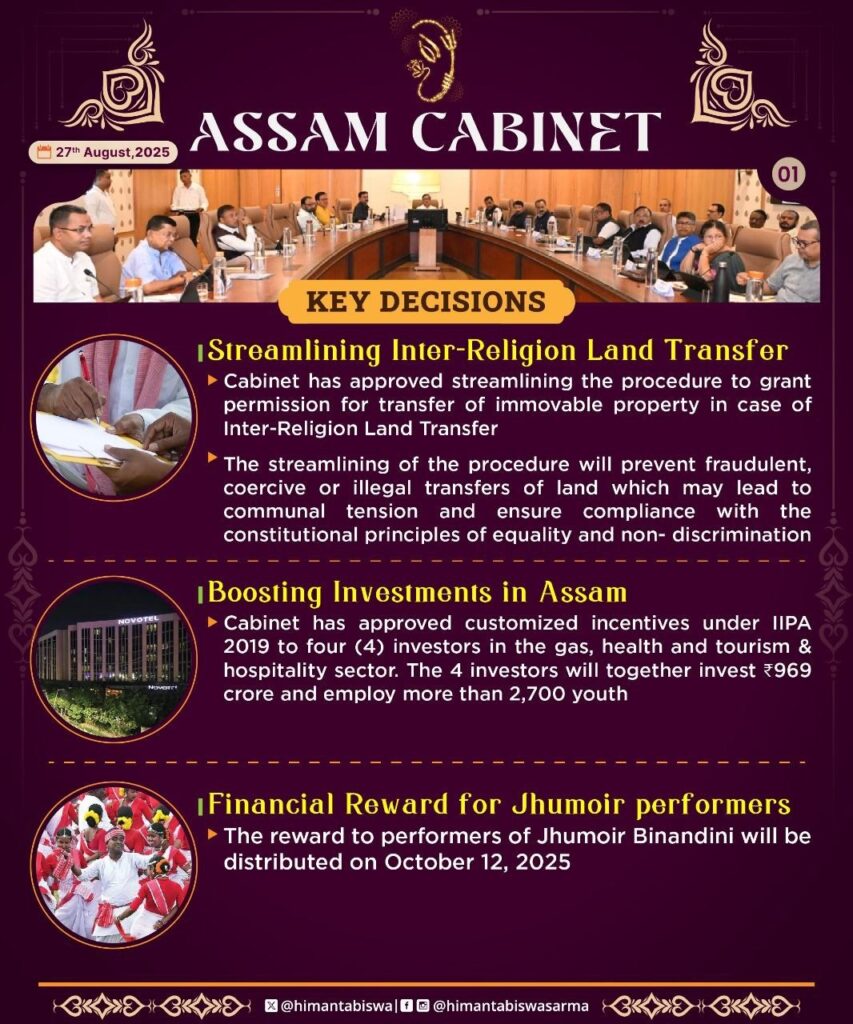 Assam Cabinet Meeting 27 August 2025