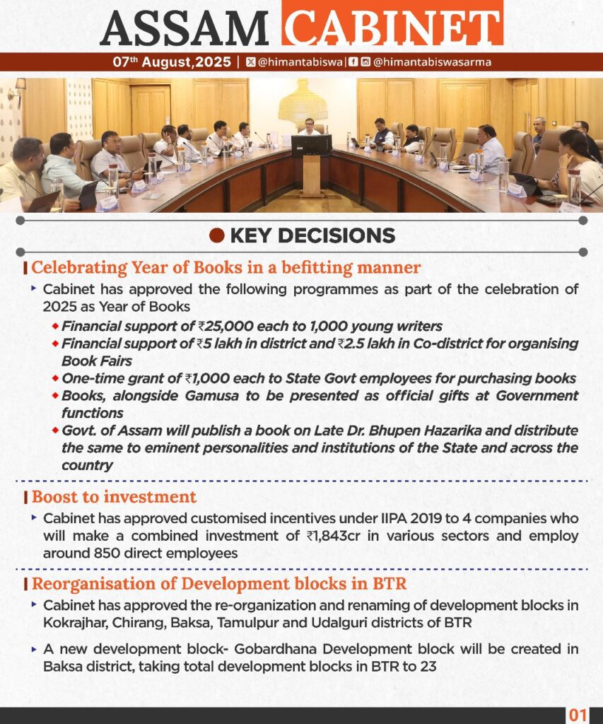 Assam Cabinet Meeting 7 August 2025
